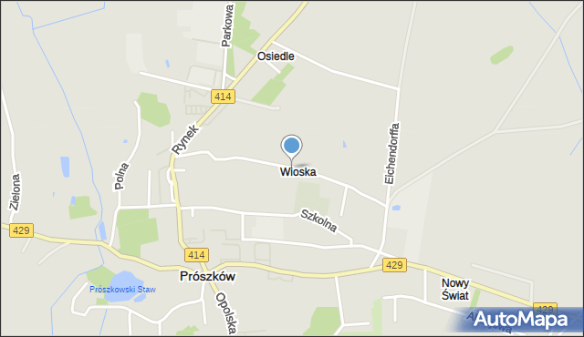 Prószków, Korfantego Wojciecha, mapa Prószków