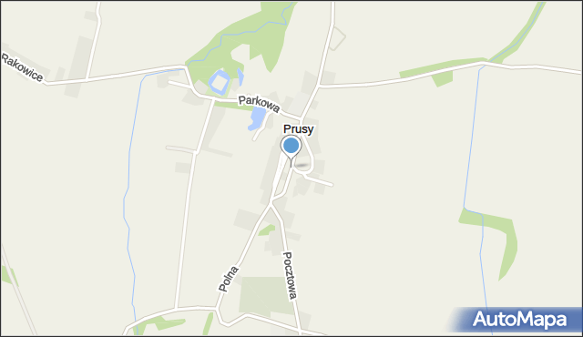 Prusy gmina Kondratowice, Kościelna, mapa Prusy gmina Kondratowice