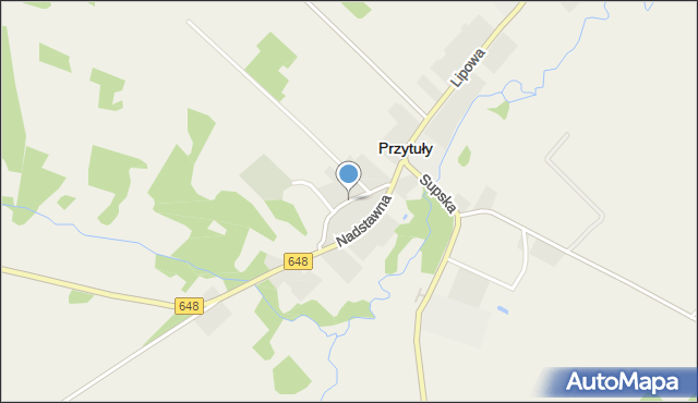 Przytuły powiat łomżyński, Kościelna, mapa Przytuły powiat łomżyński