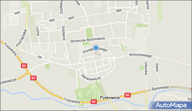 Pyskowice powiat gliwicki, Kościelna, mapa Pyskowice powiat gliwicki