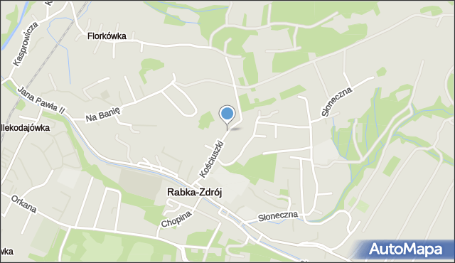 Rabka-Zdrój, Kościuszki Tadeusza, gen., mapa Rabka-Zdrój