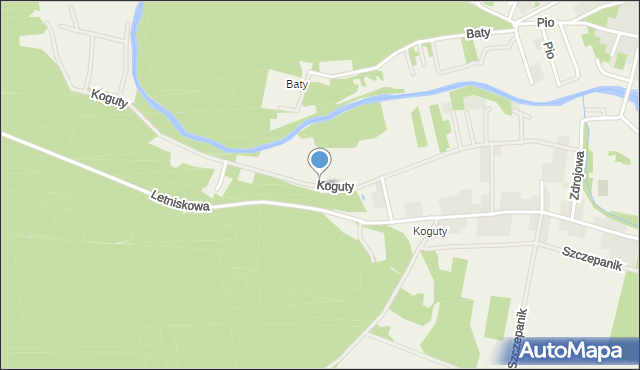 Radawa, Koguty, mapa Radawa