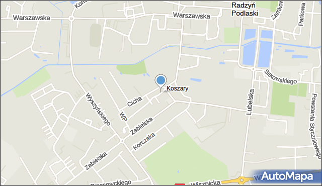 Radzyń Podlaski, Koszary, mapa Radzyń Podlaski