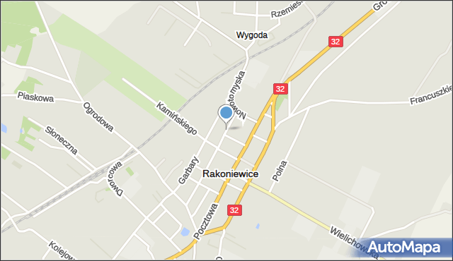 Rakoniewice, Kościelna, mapa Rakoniewice