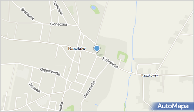 Raszków powiat ostrowski, Koźmińska, mapa Raszków powiat ostrowski