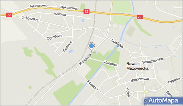 Rawa Mazowiecka, Kolejowa, mapa Rawa Mazowiecka