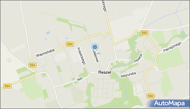 Reszel, Kolejowa, mapa Reszel