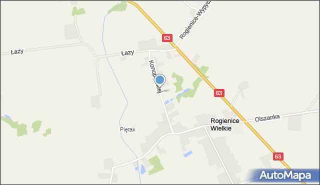 Rogienice Wielkie, Konopnickiej Marii, mapa Rogienice Wielkie