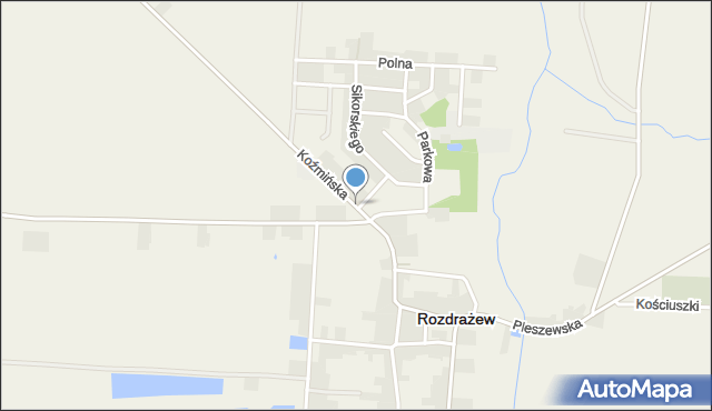 Rozdrażew, Koźmińska, mapa Rozdrażew