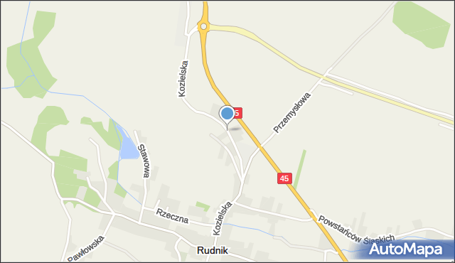 Rudnik powiat raciborski, Kozielska, mapa Rudnik powiat raciborski