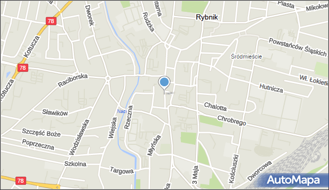 Rybnik, Korfantego Wojciecha, mapa Rybnika