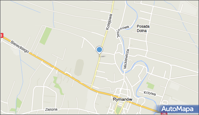 Rymanów, Kolejowa, mapa Rymanów