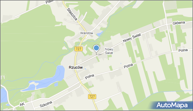 Rzuców, Kościelna, mapa Rzuców