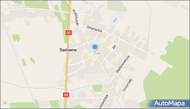 Sadowne, Kościuszki Tadeusza, gen., mapa Sadowne