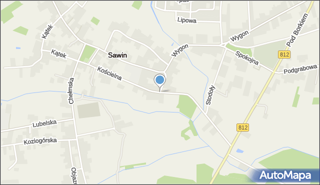 Sawin, Kościelna, mapa Sawin