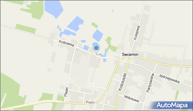 Secemin, Kościelna, mapa Secemin