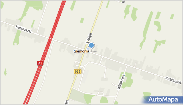 Siemonia, Kościuszki Tadeusza, gen., mapa Siemonia