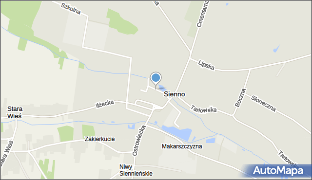 Sienno powiat lipski, Kościelna, mapa Sienno powiat lipski