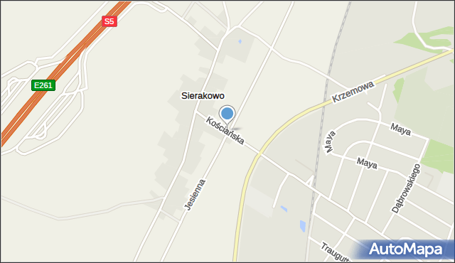 Sierakowo gmina Kościan, Kościańska, mapa Sierakowo gmina Kościan