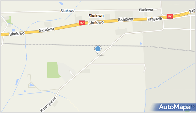 Skałowo, Kostrzyńska, mapa Skałowo