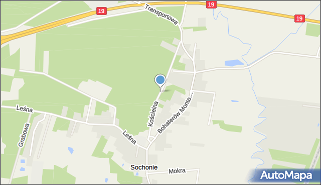 Sochonie, Kościelna, mapa Sochonie