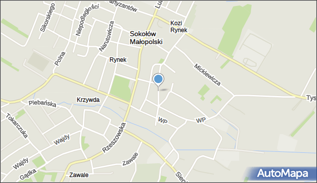 Sokołów Małopolski, Kochanowskiego Jana, mapa Sokołów Małopolski