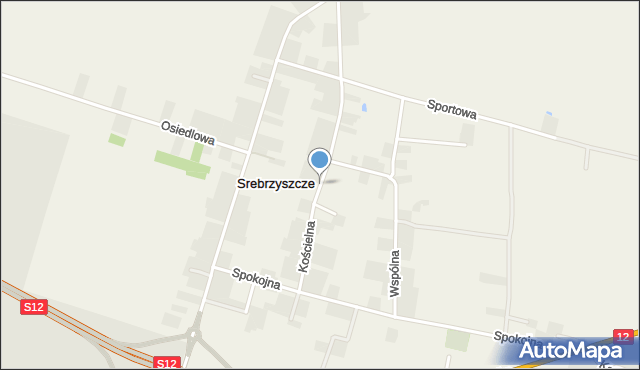 Srebrzyszcze, Kościelna, mapa Srebrzyszcze