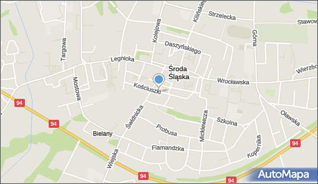 Środa Śląska, Kościuszki Tadeusza, gen., mapa Środa Śląska