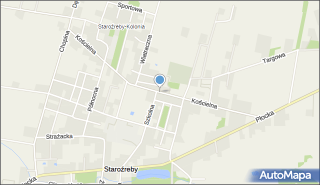 Staroźreby, Kościelna, mapa Staroźreby