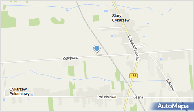 Stary Cykarzew, Kolejowa, mapa Stary Cykarzew