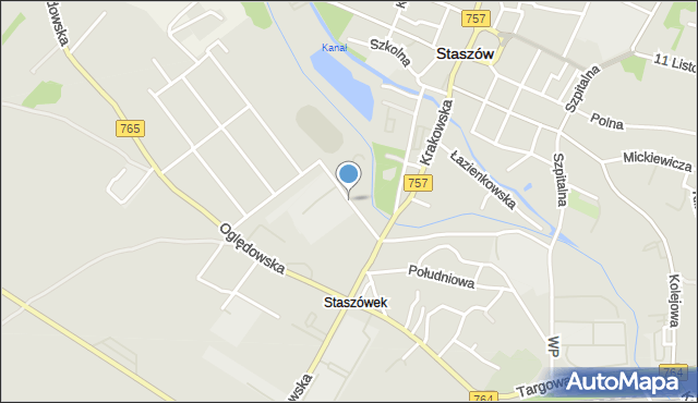 Staszów, Koszarowa, mapa Staszów