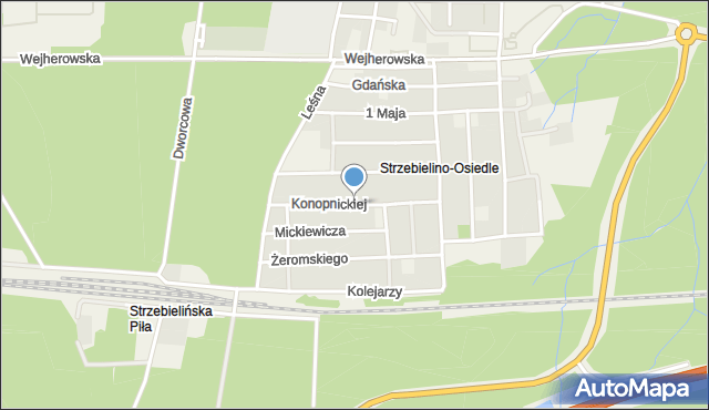 Strzebielino, Konopnickiej Marii, mapa Strzebielino