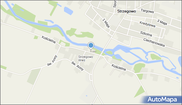 Strzegowo powiat mławski, Kościelna, mapa Strzegowo powiat mławski