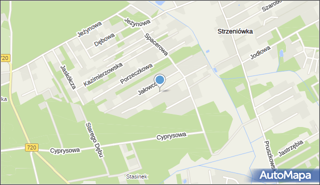 Strzeniówka, Konwaliowa, mapa Strzeniówka