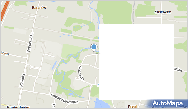 Suchedniów, Kościelna, mapa Suchedniów