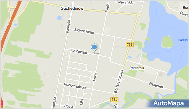 Suchedniów, Kościuszki Tadeusza, gen., mapa Suchedniów