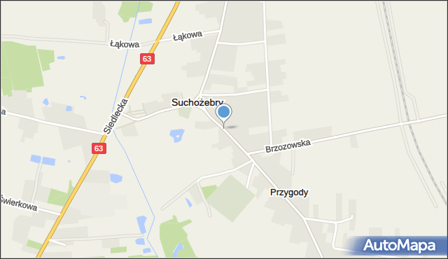 Suchożebry, Kościelna, mapa Suchożebry