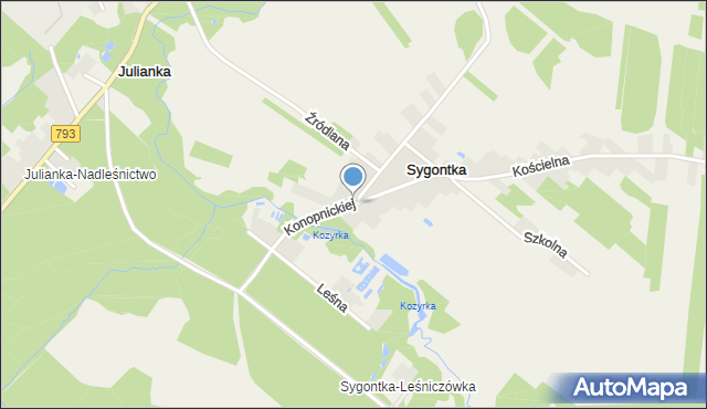 Sygontka, Konopnickiej Marii, mapa Sygontka