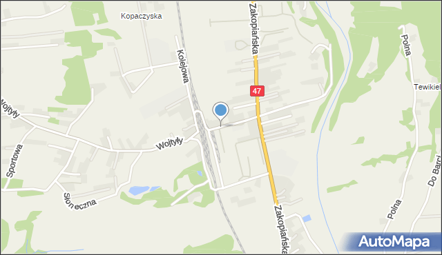 Szaflary, Kolejowa, mapa Szaflary