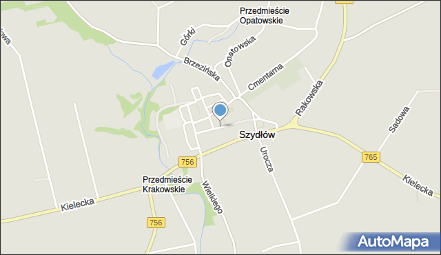 Szydłów powiat staszowski, Kościelna, mapa Szydłów powiat staszowski