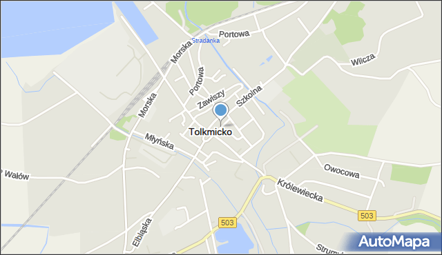 Tolkmicko, Kościelna, mapa Tolkmicko