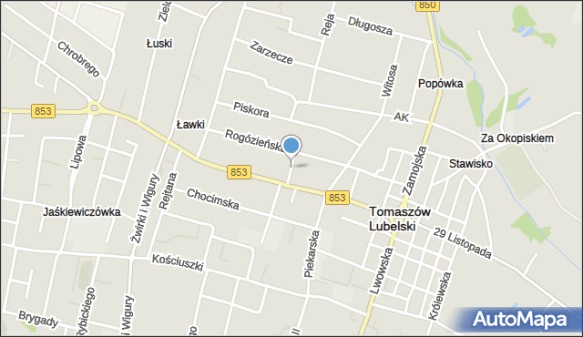 Tomaszów Lubelski, Korczaka Janusza, mapa Tomaszów Lubelski