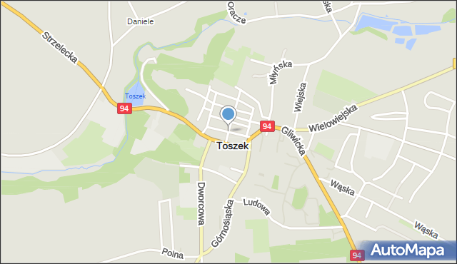 Toszek, Kościuszki Tadeusza, gen., mapa Toszek