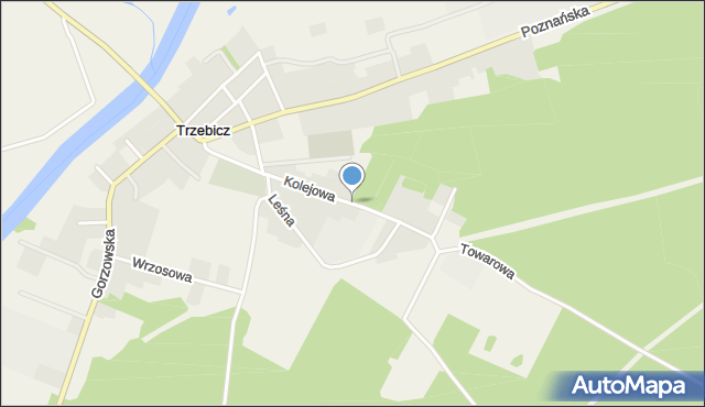 Trzebicz gmina Drezdenko, Kolejowa, mapa Trzebicz gmina Drezdenko
