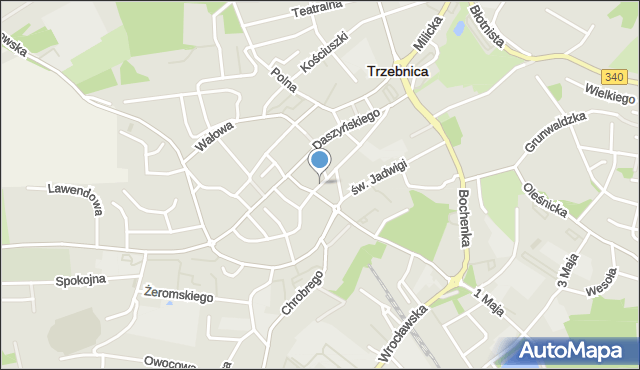 Trzebnica, Kościelna, mapa Trzebnica