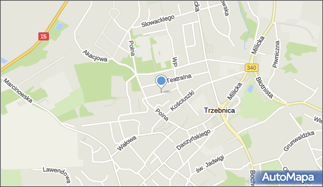 Trzebnica, Kosmonautów, mapa Trzebnica