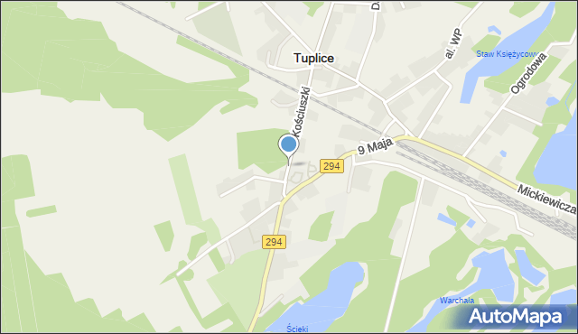 Tuplice, Kościuszki Tadeusza, gen., mapa Tuplice