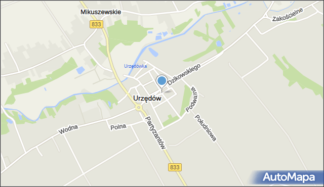 Urzędów, Kościelna, mapa Urzędów