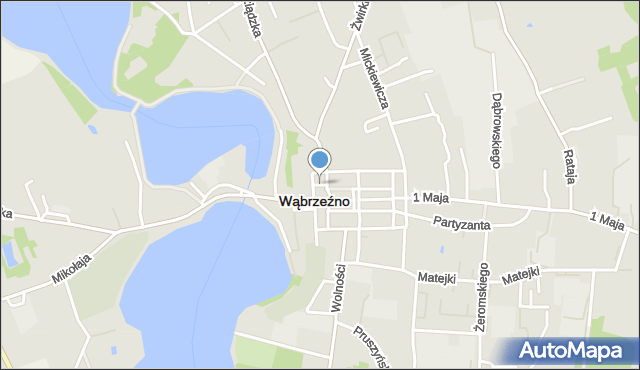 Wąbrzeźno, Kościelna, mapa Wąbrzeźno