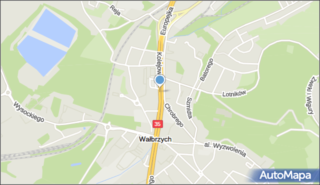 Wałbrzych, Kolejowa, mapa Wałbrzycha